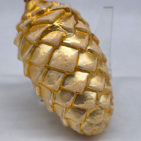 Inge Glas Pine Cone German Glass Christmas Ornament Yellow - Picture 3 of 7